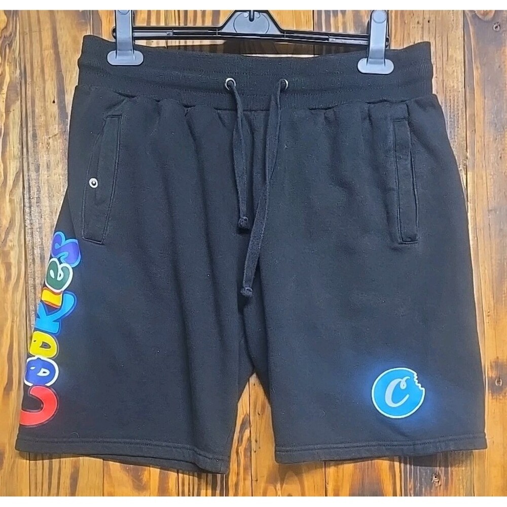 Cookies Men’s Black Sweat Shorts W/ Graphics & Pockets Size L